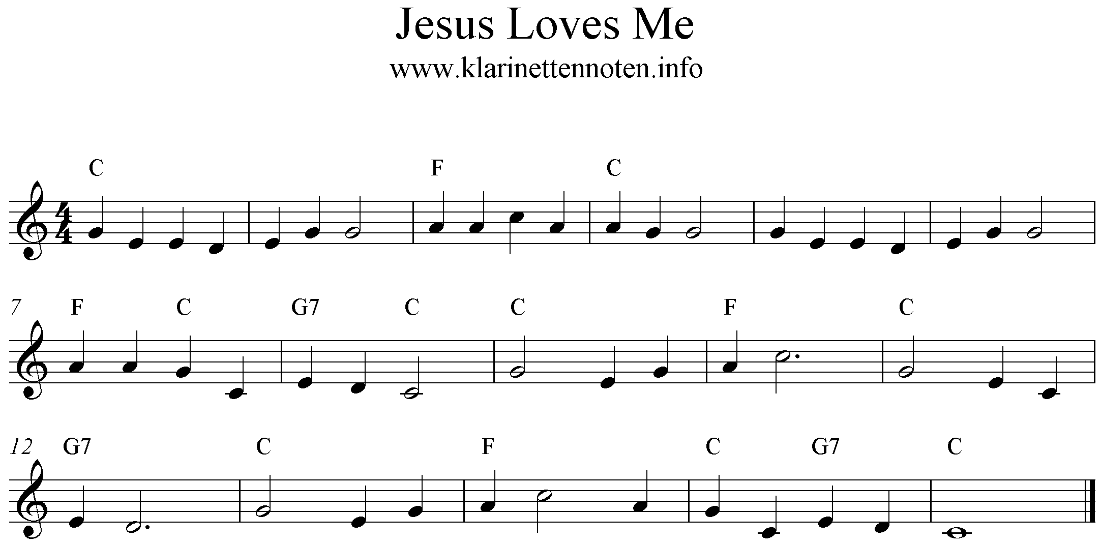 Sheetmusic Jesus loves me, C-Major